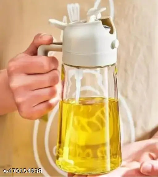 500ml 2 in 1 Olive Oil Sprayer and Oil Dispenser Bottle for Kitchen, Glass Oil Bottle with Premium Nozzle, Oil Sprayer for Air Fryer, Salad,BBQ,Roasting (Pack of 1)(Multicolor)