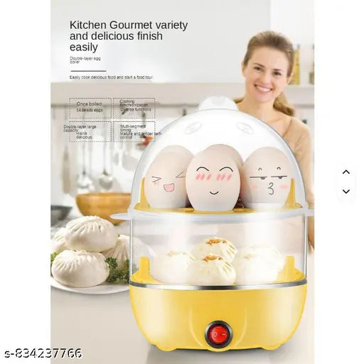 14-Egg Double Layer Electric Egg Boiler & Steamer – 350W Automatic Egg Cooker for Boiling, Poaching & Steaming – Fast & Efficient Kitchen Appliance