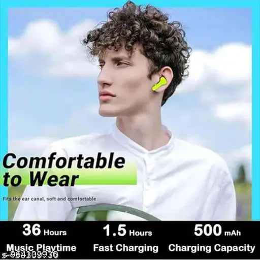 Earpod True Wireless Bluetooth Headphone, TWS earphone, earphone, bluetooth headset, with 36 Hrs Playtime, Transparent Design, Sweat Proof, 10mm HD Drivers, Compatible for all Smartphones (Any Random Color)