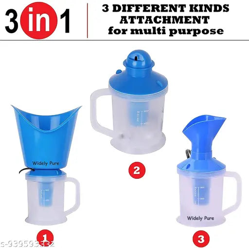 Widely Pure 3 in 1 steamer for cold and cough, vaporizer steamer for cough,cold and facial, steam inhaler & vapourisers for adult - Blue