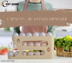18 - 24  Eggs Tray Storage Box Baskets Holder Dispenser Refrigerator Space-Saving Stackable Plastic Automatic Roller Organizer Storage Containers for Kitchen Tools