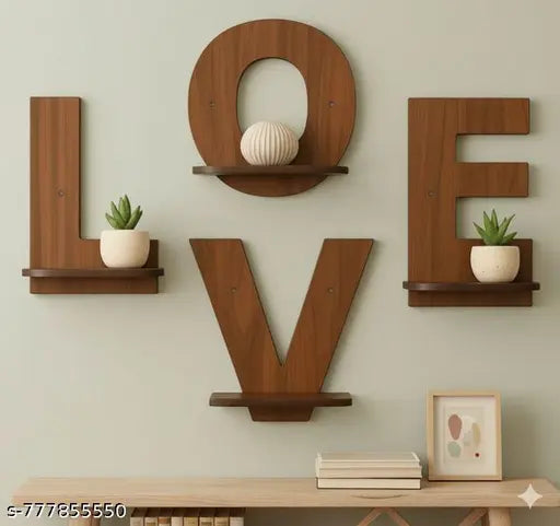 Wall hangings shelves love , wall decor design for living room