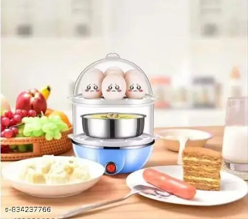 14-Egg Double Layer Electric Egg Boiler & Steamer – 350W Automatic Egg Cooker for Boiling, Poaching & Steaming – Fast & Efficient Kitchen Appliance