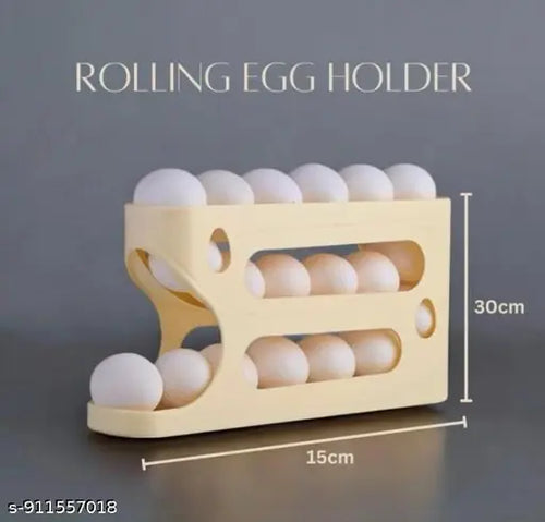 18 - 24  Eggs Tray Storage Box Baskets Holder Dispenser Refrigerator Space-Saving Stackable Plastic Automatic Roller Organizer Storage Containers for Kitchen Tools