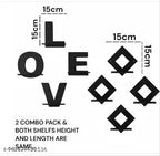 LOVE and SQURE Wall Decoration Hanging items living room wooden wall art Pack of 8